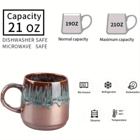 Large Ceramic Coffee Mug, 21 Oz, Gilt Reseda Big Tea Cup for Office and Home, Dishwasher and Microwave Safeâ€¦