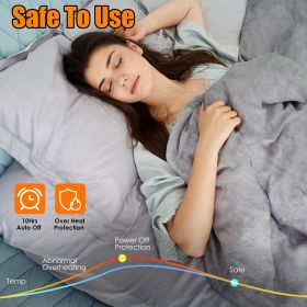 Electric Heated Fleece Heated Blanket with 10 Heating Levels 10 Hours Auto Off Machine Washable for Home Office Usage (Color: Grey, size: Twin Size 62x84in)