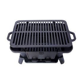 Portable Cast Iron BBQ Grill with Grate for Outdoor (Type: Style A, Color: Black)