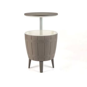Outdoor Cooler Bar Table with Telescopic Tabletop for Beer and Wine (Type: Outdoor Coolers, Color: Brown & White)