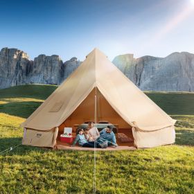 VEVOR 3-5 Person Canvas Glamping Bell Tent, Breathable Waterproof Yurt Tent with Stove Jack and Detachable Side Wall for Family Camping (Tent Type: Mongolian Yurt Tent, Diameter: 3 m)