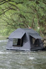 Foldable 2-3 People Amphibious Inflatable Car Roof Top Tent for camping Outdoor Glamping Camping Tent for SUV (Color: as Pic)
