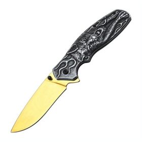 Wolf Handle Non-Slip Pocket Knife â€“ Compact Folding EDC Knife with Carabiner Clip, Cool Box Cutter, Perfect Gift for Men (Color: as picture)