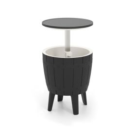 Outdoor Cooler Bar Table with Telescopic Tabletop for Beer and Wine (Type: Outdoor Coolers, Color: Black & White)