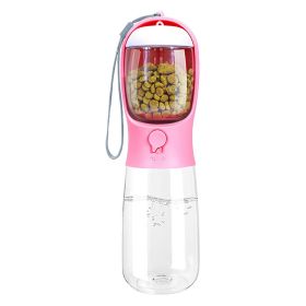 18.6OZ Portable Dog Water Bottle Pet Water Dispenser with Detachable Food Container Leak-Proof Lock Design for Dog Walking Traveling Hiking Outdoor Ac (Option: TravelBottlePink)