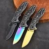 Wolf Handle Non-Slip Pocket Knife â€“ Compact Folding EDC Knife with Carabiner Clip, Cool Box Cutter, Perfect Gift for Men