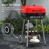Outsunny Portable Charcoal Grill with Bottom Shelf, BBQ Smoker with Wheels and Adjustable Vents on Lid for Picnic Camping Backyard Cooking, Black